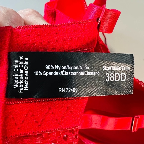 RENE Rofe Lightly Padded Lace Underwire Bra Red Size 38DD - Picture 5 of 7